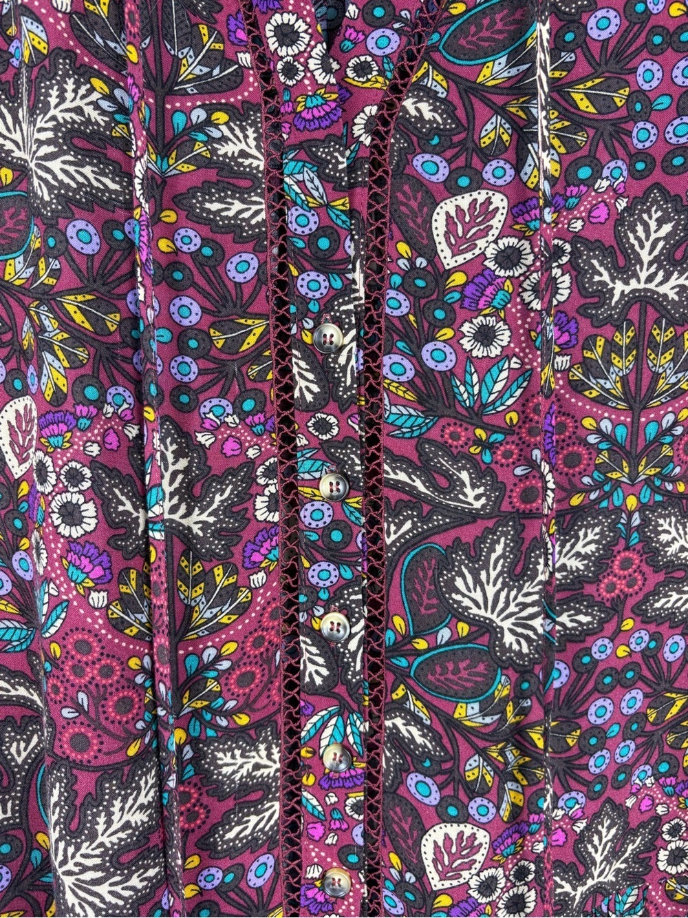 Maeve Anthropologie Floral Peasant Blouse Top Size 12 - Picture 6 of 9